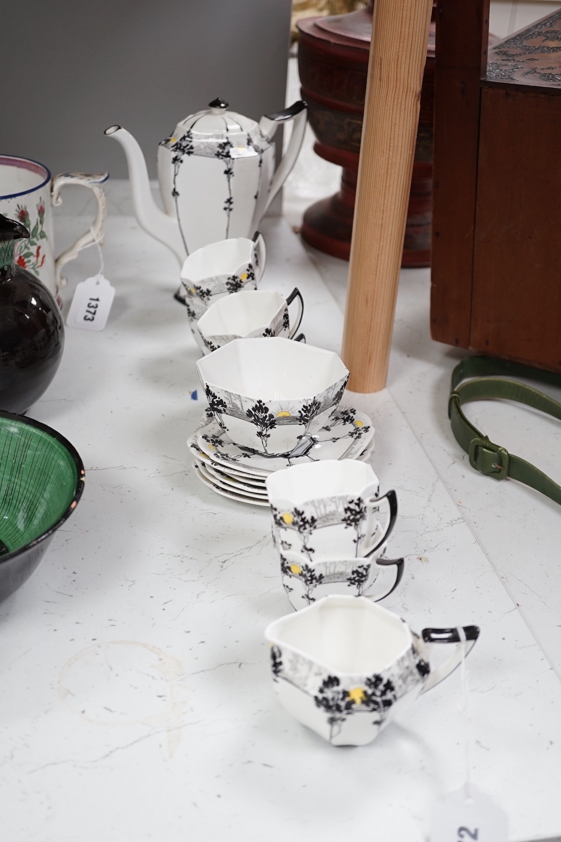 A Shelley ‘Trees and Sunset’ 11479 pattern part tea set